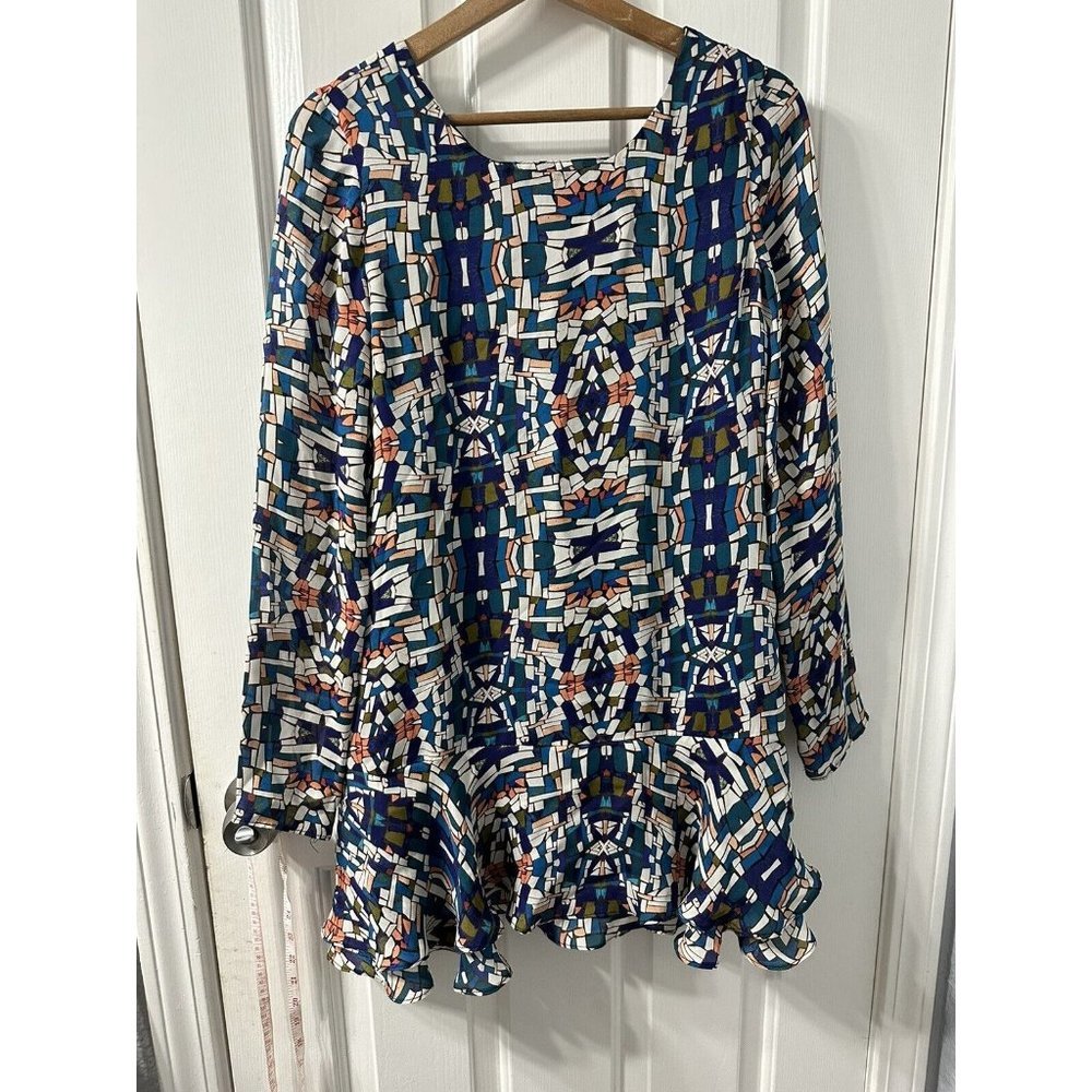 STONE COLD FOX Mini Dress Silk Cut Out Back Long Sleeve Size Approx XS Blue